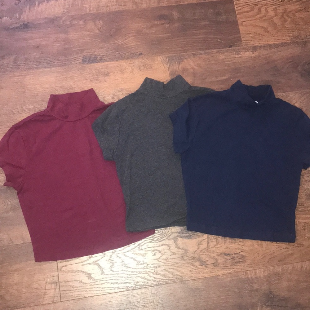 3 Mock neck Crop Shirts